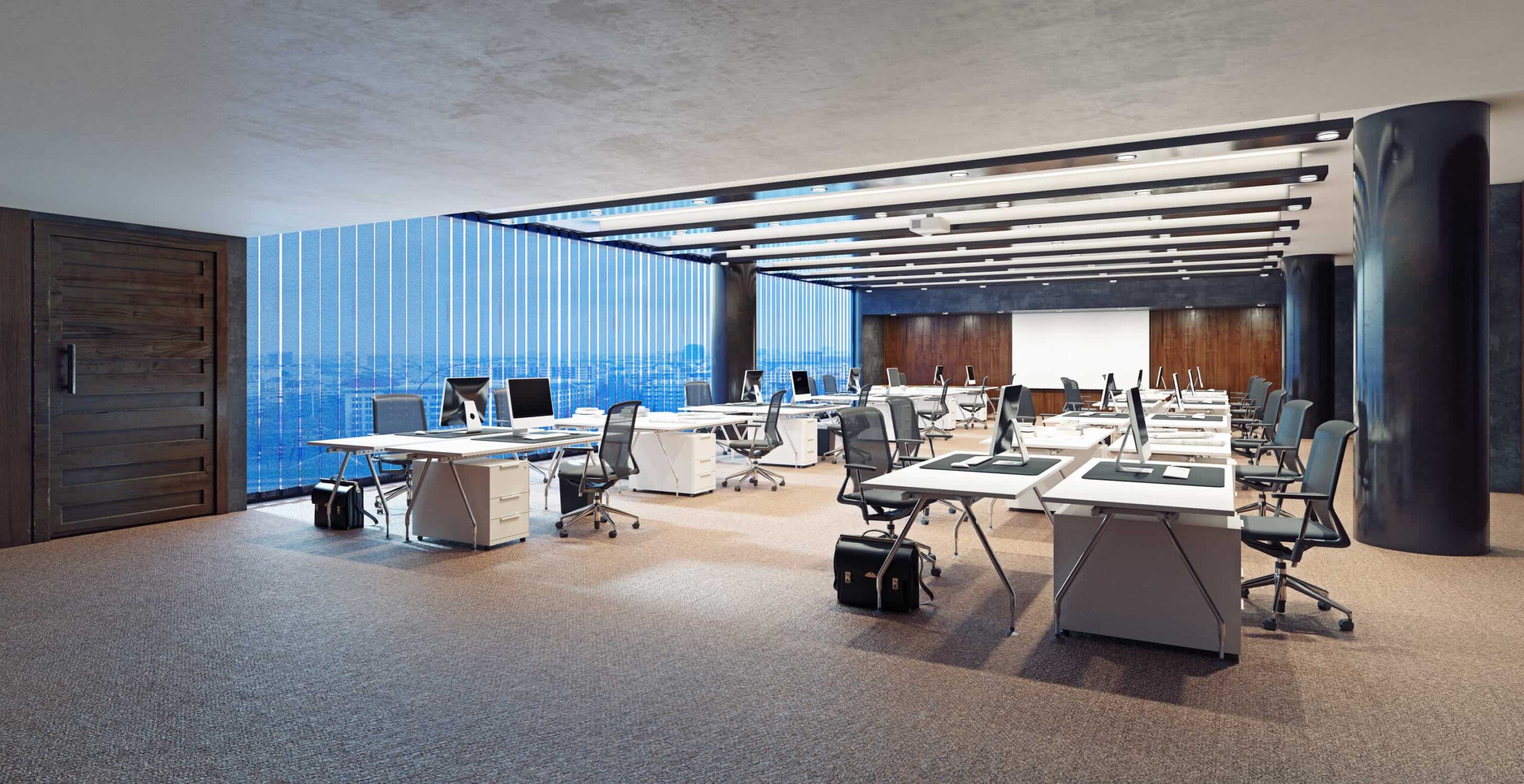 Modern office interior design concept. 3d rendering design